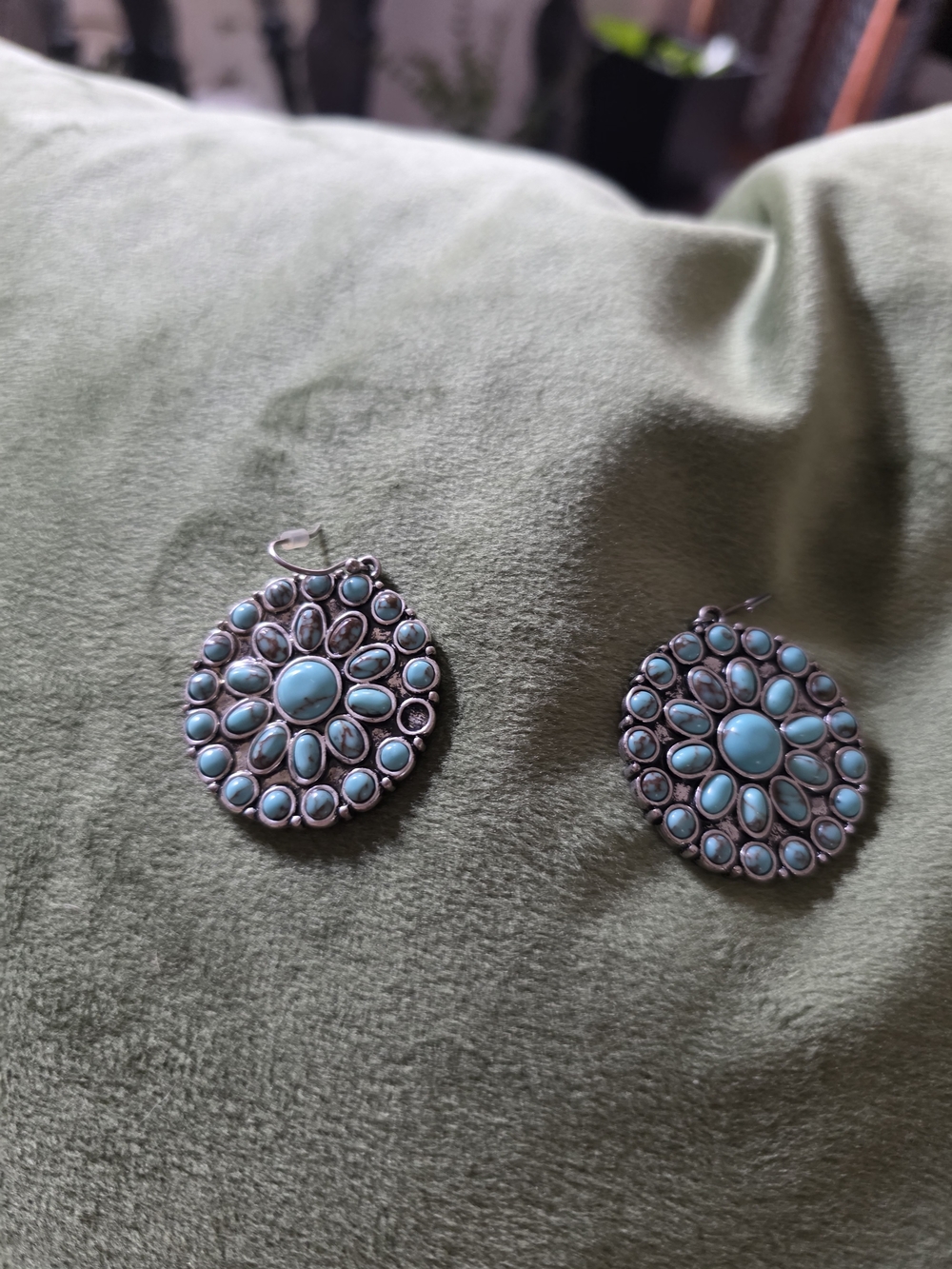 Lucky Brand Turquoise-Tone Floral Cluster Drop Earrings